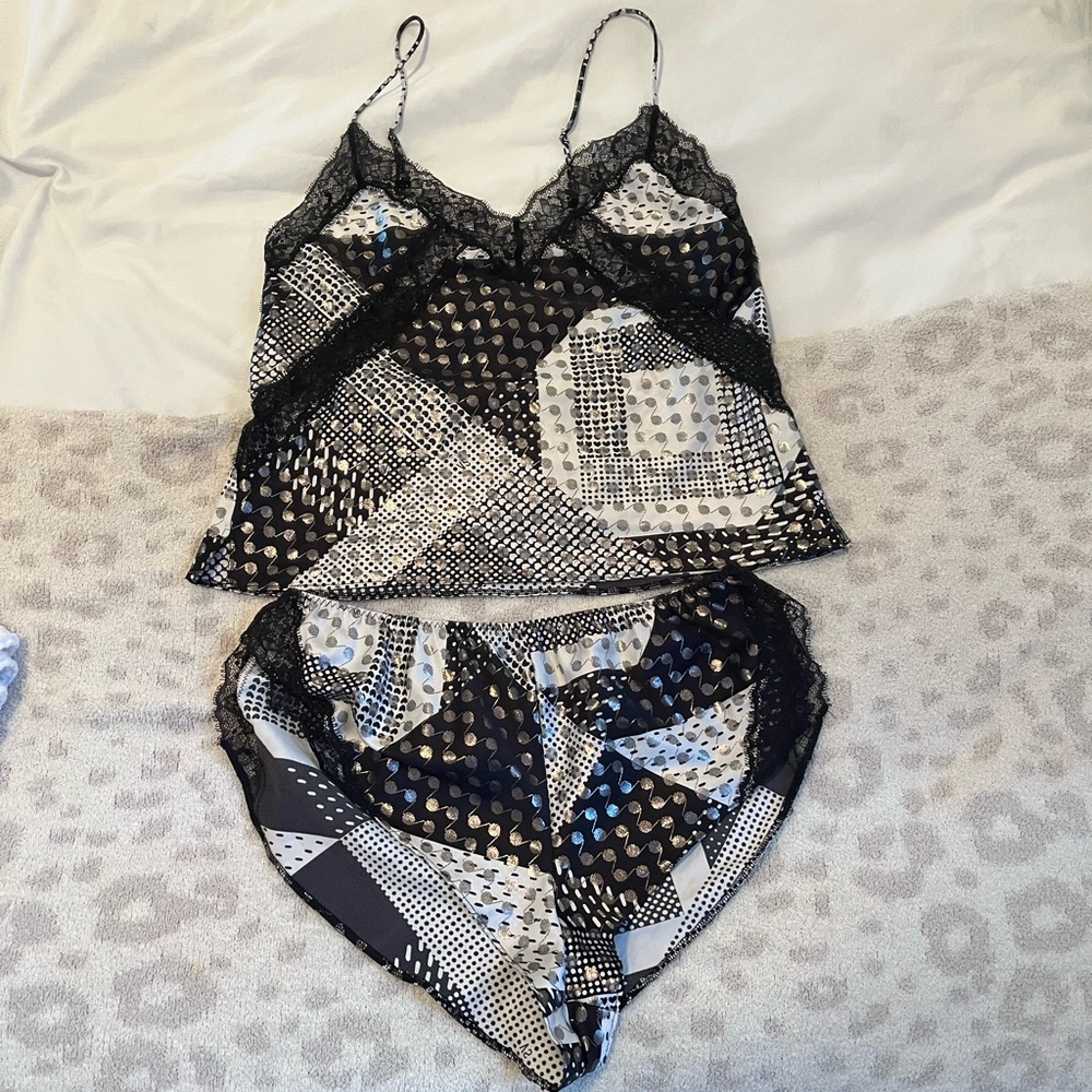 Victorias Secret Satin & Lace Matching Pajama lingerie Set